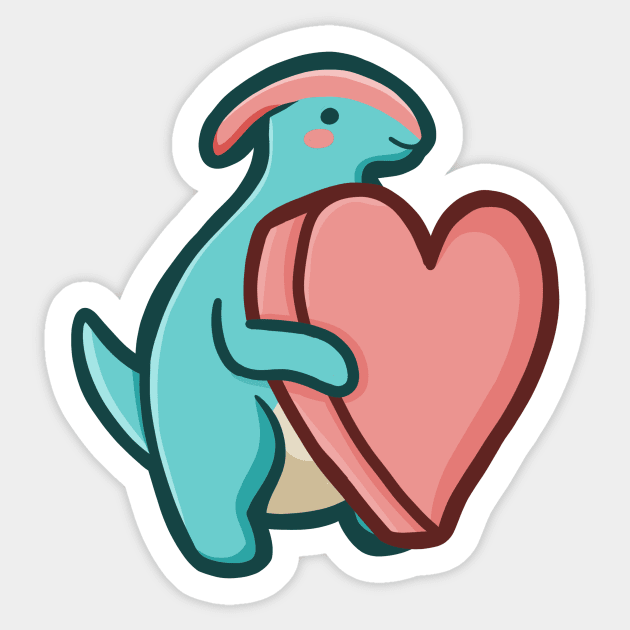 Chubby Parasaurolophus, Love Dino, Dinosaur Sticker by hugadino